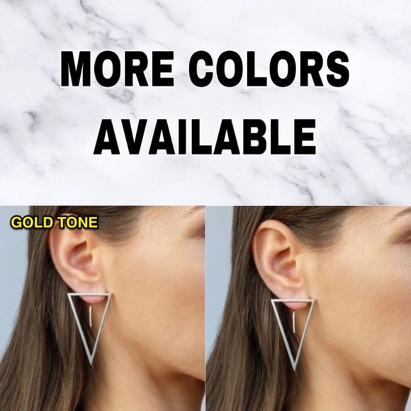 🆑10/$25🆑𝗖𝗟𝗘𝗔𝗥𝗔𝗡𝗖𝗘 Big Silver Triangle Bar Earrings NEW - Picture 4 of 6